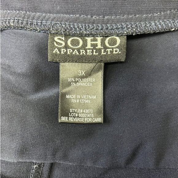 Soho Apparel Ltd Womens Navy 3X Midi Stretch Dress With Pockets & Zipper Detail - Picture 5 of 8
